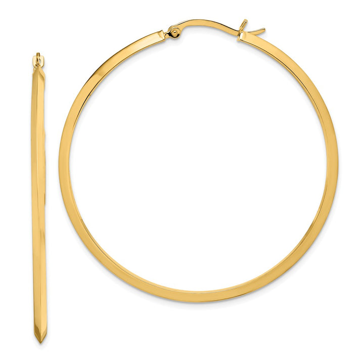 Million Charms 14k Yellow Gold Polished Hoop Earrings, 52.5mm x 50.75mm