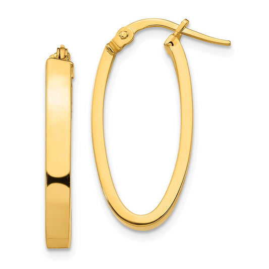 Million Charms 14k Yellow Gold 3mm Oval Hoop Earrings, 24.19mm x 11.74mm