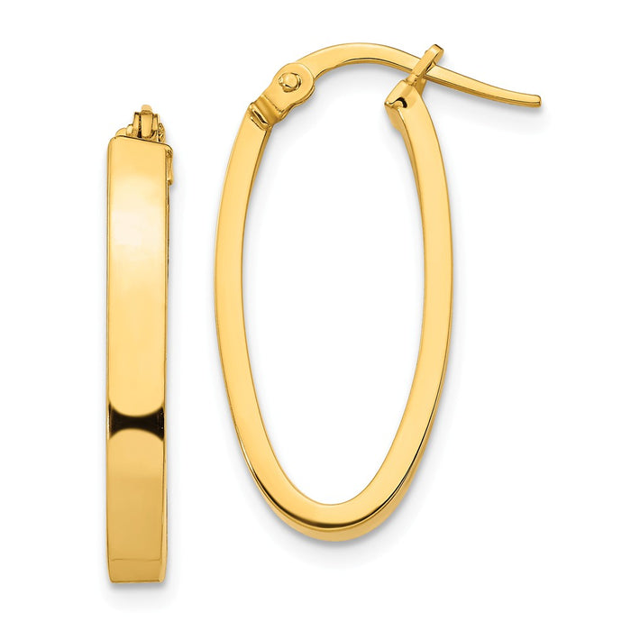 Million Charms 14k Yellow Gold 3mm Oval Hoop Earrings, 24.19mm x 11.74mm