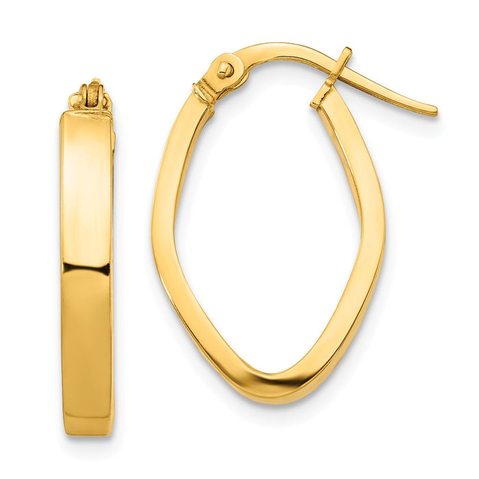 Million Charms 14k Yellow Gold Small 3mm Oval Hoop Earrings, 20.28mm x 12.92mm