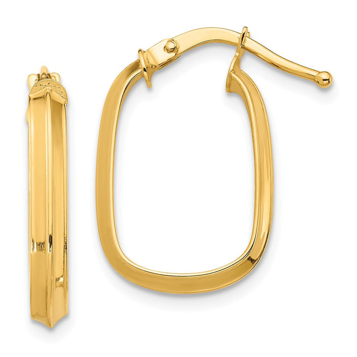 Million Charms 14k Yellow Gold Small 3x2mm Oval Hoop Earrings, 20.57mm x 13.67mm