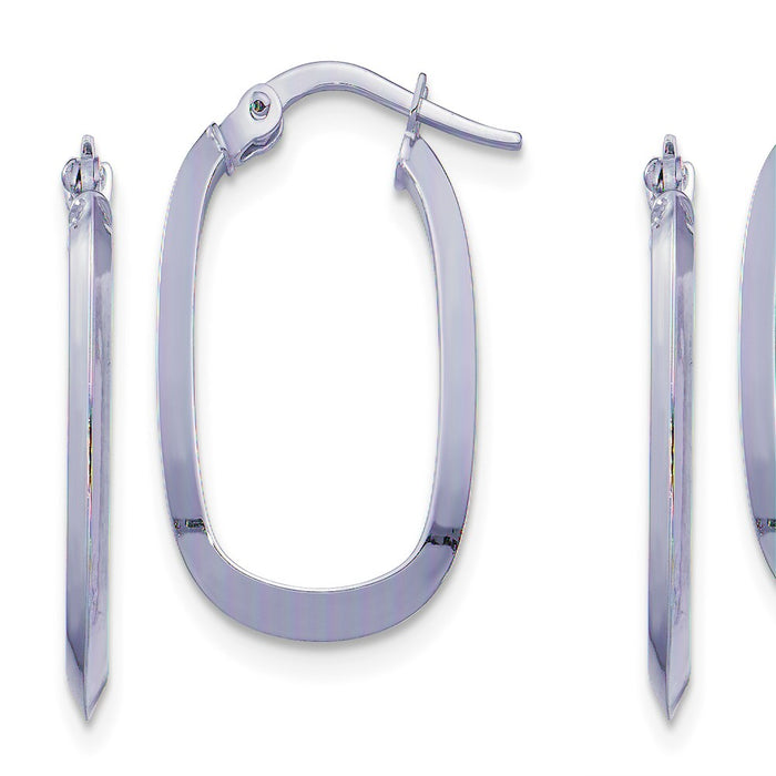 Million Charms 14k Yellow Gold Small 2x2mm Knife Edge Oval Hoop Earrings, 20.18mm x 14.35mm