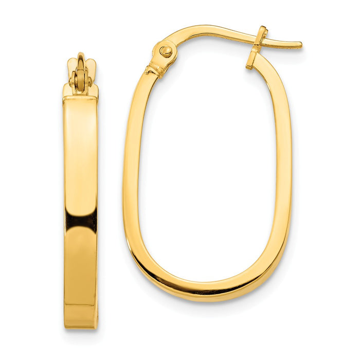 Million Charms 14k Yellow Gold 3x2mm Oval Hoop Earrings, 23.81mm x 15.03mm