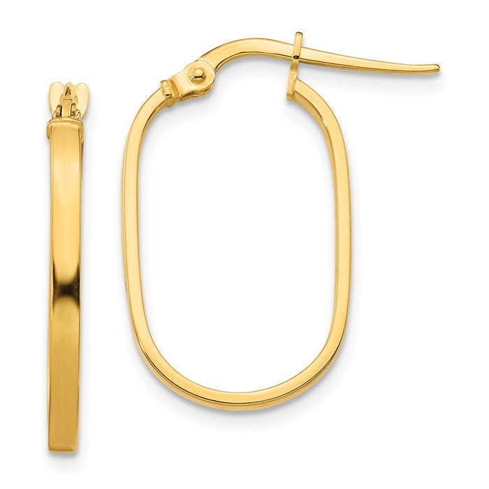 Million Charms 14k Yellow Gold Small 2x1mm Oval Hoop Earrings, 23.62mm x 13.55mm