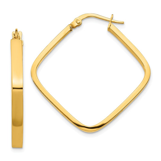 Million Charms 14k Yellow Gold 2x2mm Square Hoop Earrings, 30.15mm x 29.97mm