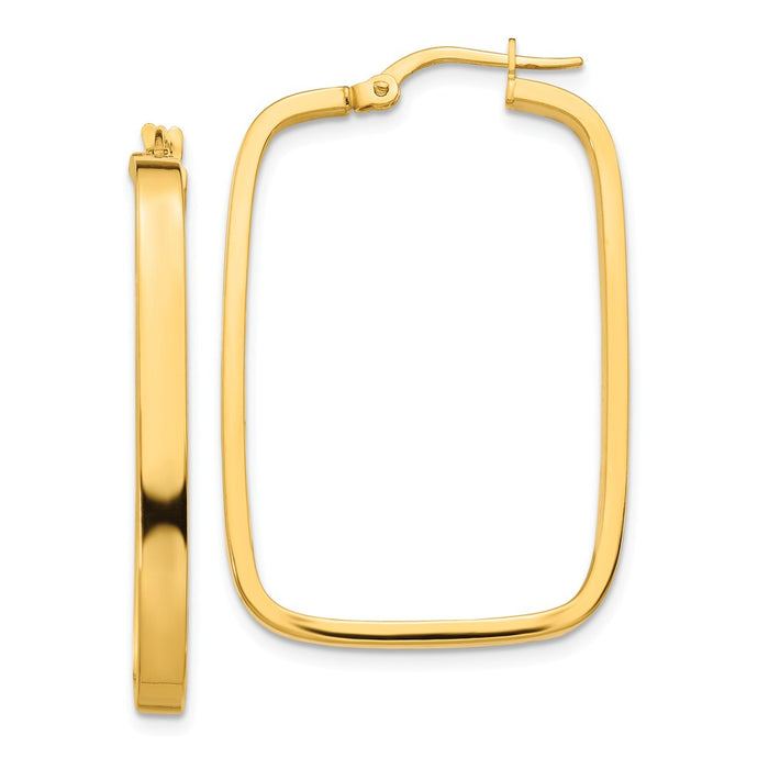 Million Charms 14k Yellow Gold 2x2mm Square Hoop Rectangle Earrings, 35.29mm x 23.83mm