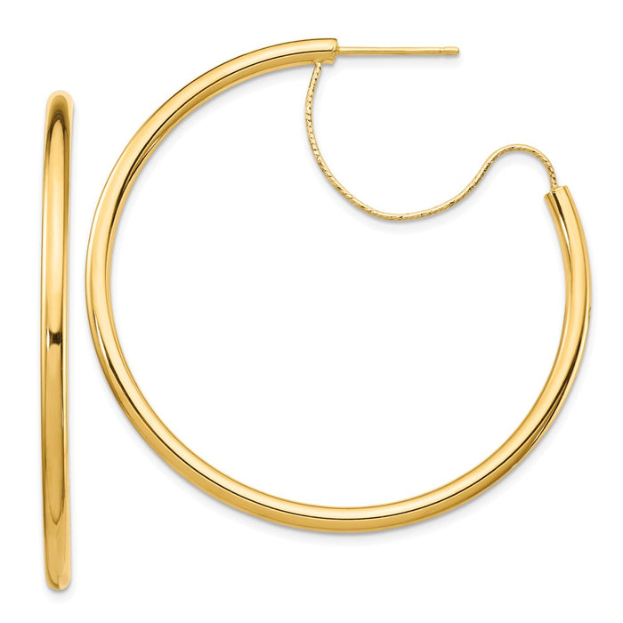 Million Charms 14k Yellow Gold 2.5x40mm Polished with Diamond-Cut wire Hoop Earrings, 46.23mm x 40mm