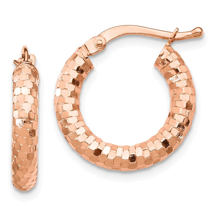 Million Charms 14k Rose Gold 3x10mm Diamond-cut Hoop Earrings, 10mm x 10mm