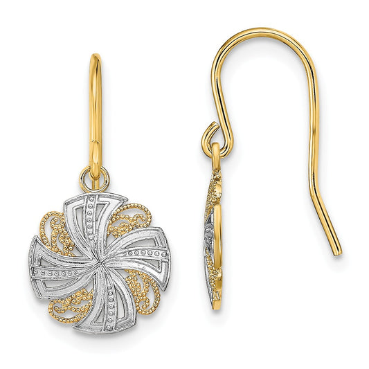 Million Charms 14k & Rhodium Fancy Dangle Wire Earrings,