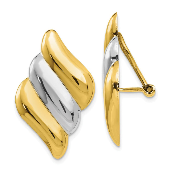 Million Charms 14k & Rhodium Non-pierced Omega Back Earrings, 29mm x 18mm