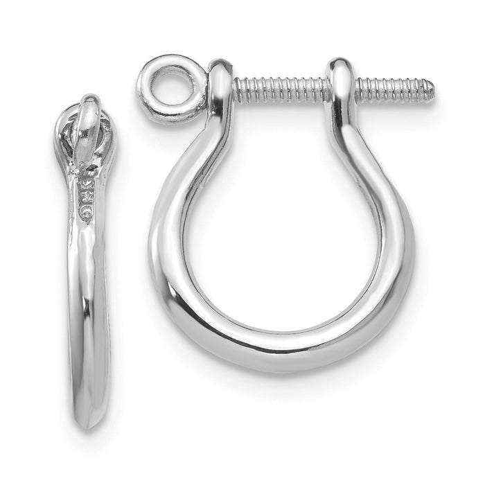 Million Charms 14K White Gold Shackle Link Screw Earrings,