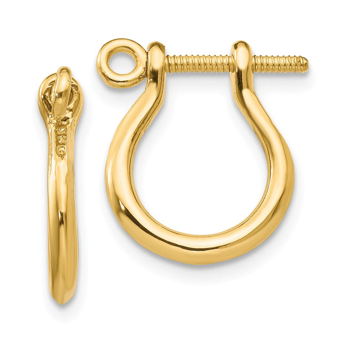 Million Charms 14k Yellow Gold Shackle Link Screw Earrings, 15mm x 3mm