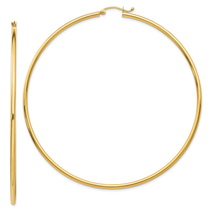 Million Charms 14k Yellow Gold Hoop Earrings, 75mm x 2mm