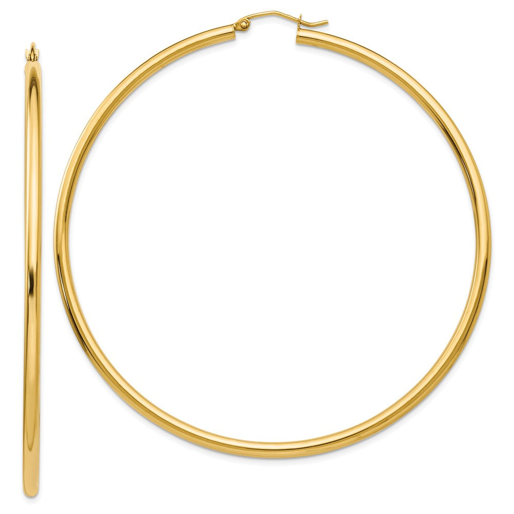 Million Charms 14k Yellow Gold Hoop Earrings, 70mm x 2.25mm