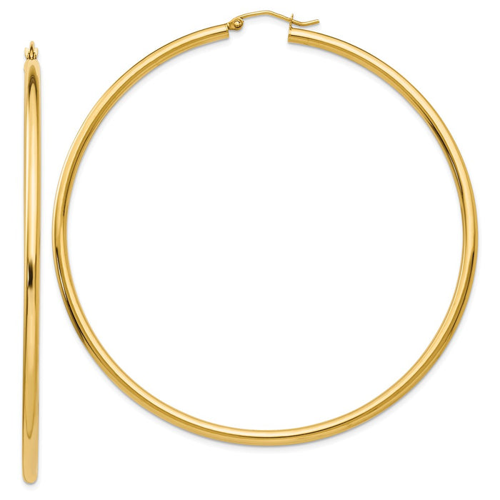 Million Charms 14k Yellow Gold Hoop Earrings, 70mm x 2.25mm