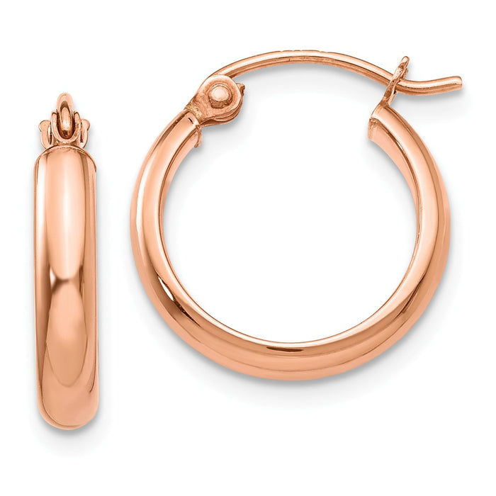 Million Charms 14k Rose Gold Hoop Earrings, 15mm x 2.75mm