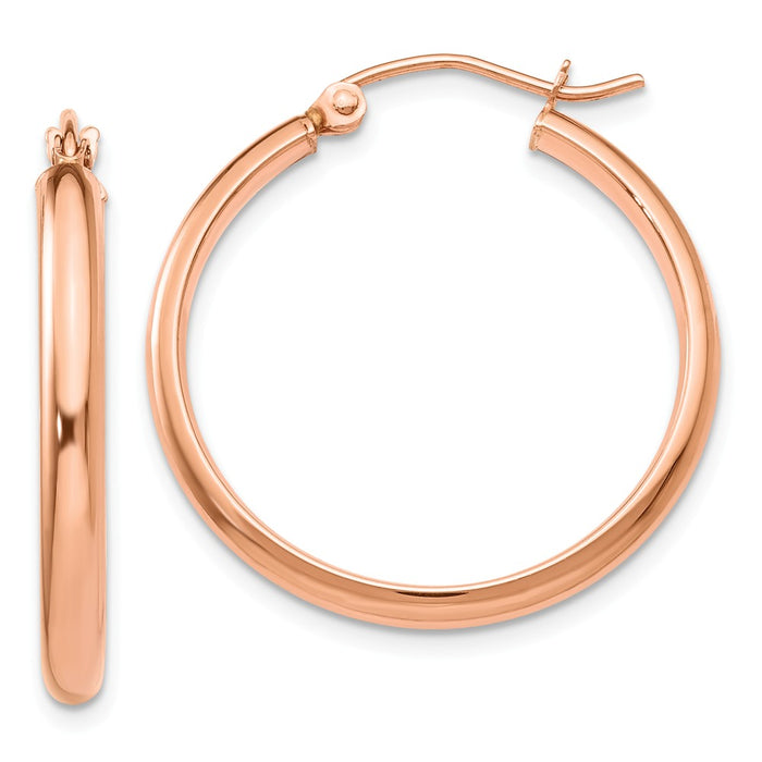 Million Charms 14k Rose Gold Hoop Earrings, 25mm x 2.75mm