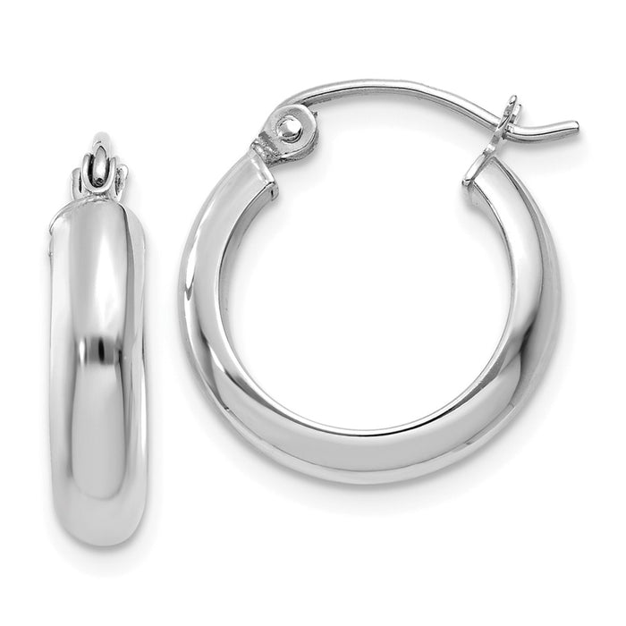 Million Charms 14k White Gold Hoop Earrings, 19mm x 4mm