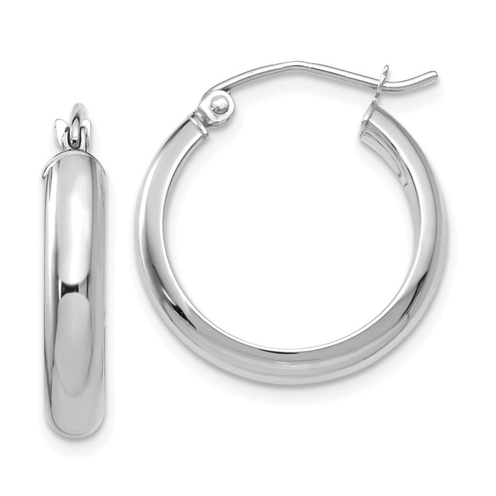 Million Charms 14k White Gold Hoop Earrings, 20mm x 4mm