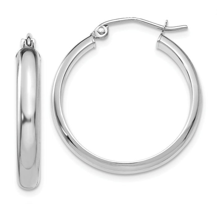 Million Charms 14k White Gold Hoop Earrings, 26mm x 4mm