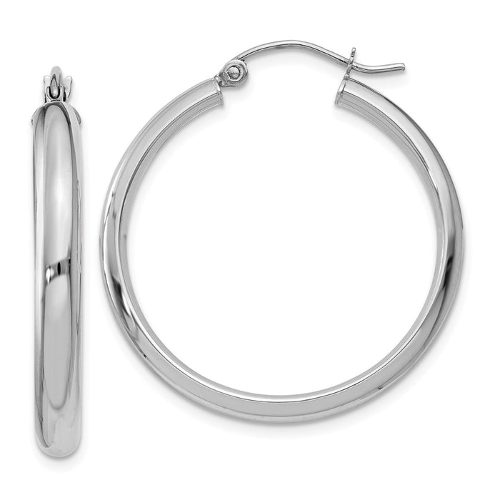 Million Charms 14k White Gold Hoop Earrings, 30mm x 4mm