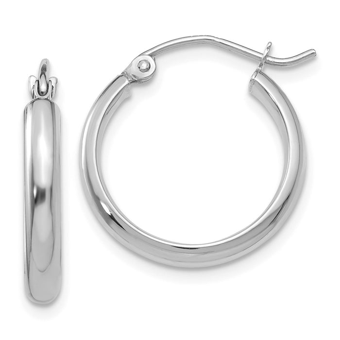 Million Charms 14k White Gold Hoop Earrings, 21mm x 2.75mm