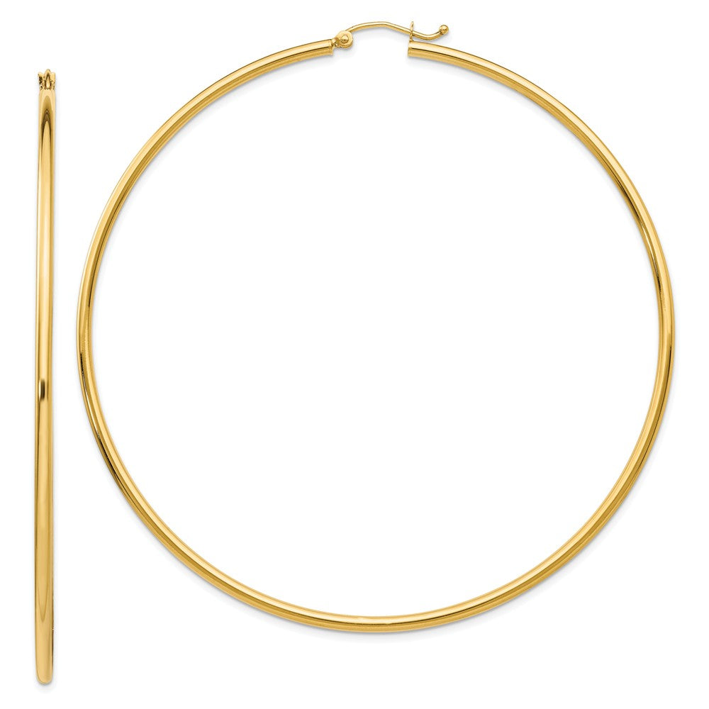Million Charms 14k Yellow Gold Lightweight Hoop Earrings, 75mm x 2mm