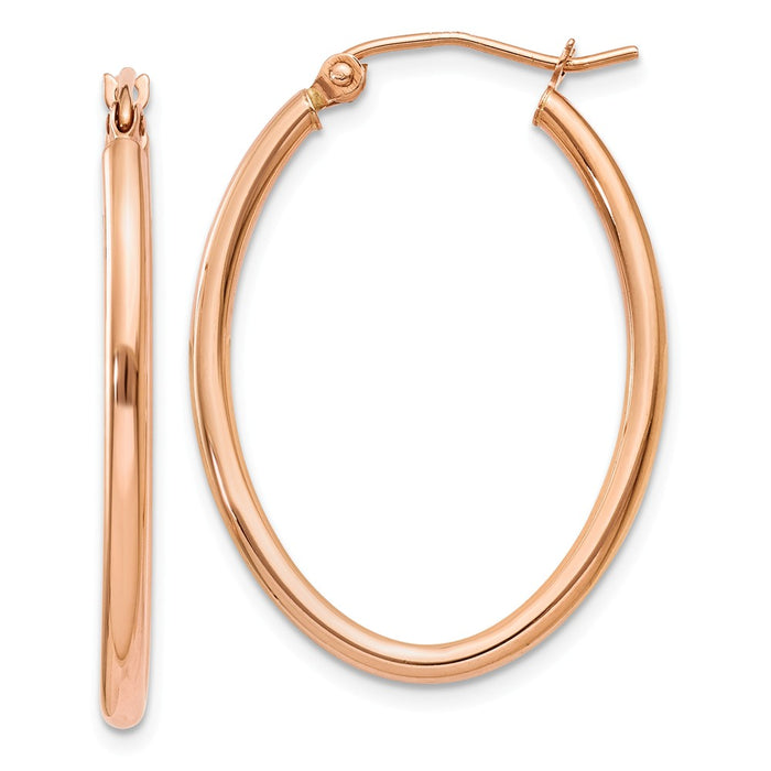 Million Charms 14k Rose Gold Oval Hoop Earrings, 33mm x 2mm