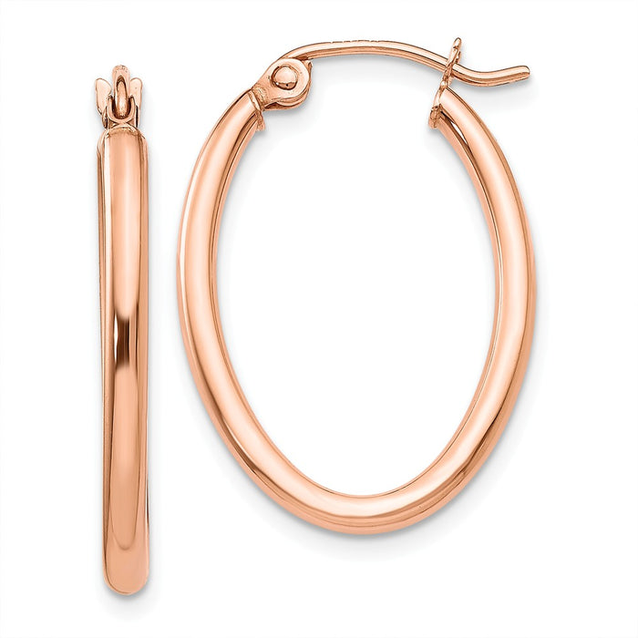 Million Charms 14k Rose Gold Oval Hoop Earrings, 26mm x 2mm