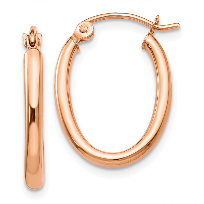 Million Charms 14k Rose Gold Oval Hoop Earrings, 21mm x 2mm