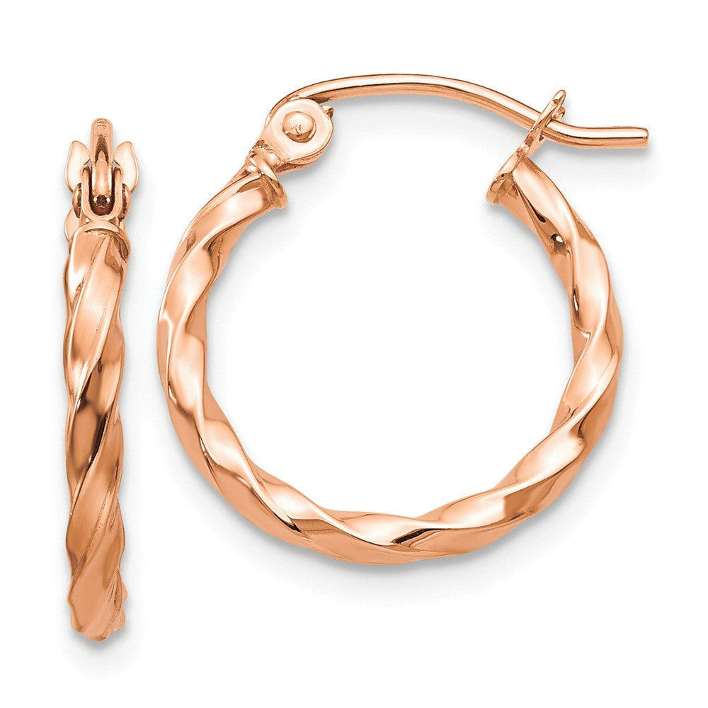 Million Charms 14k Rose Gold Twisted Hoop Earrings, 16mm x 2mm
