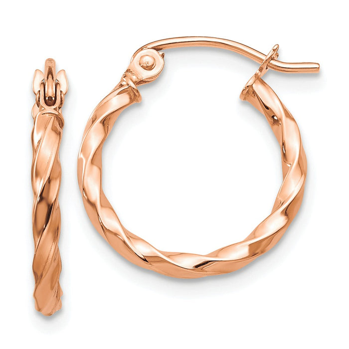 Million Charms 14k Rose Gold Twisted Hoop Earrings, 16mm x 2mm