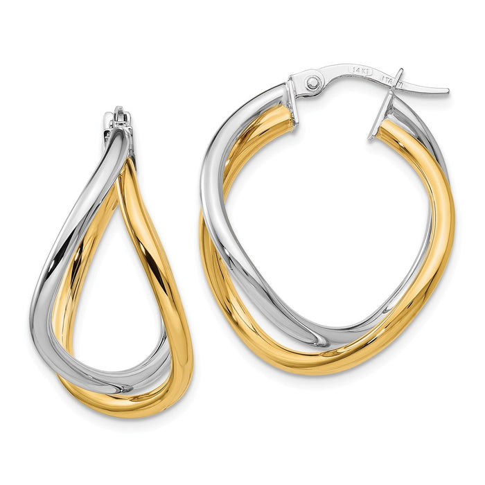 Million Charms 14K Two-tone Polished Hoop Earring, 30mm x 3mm