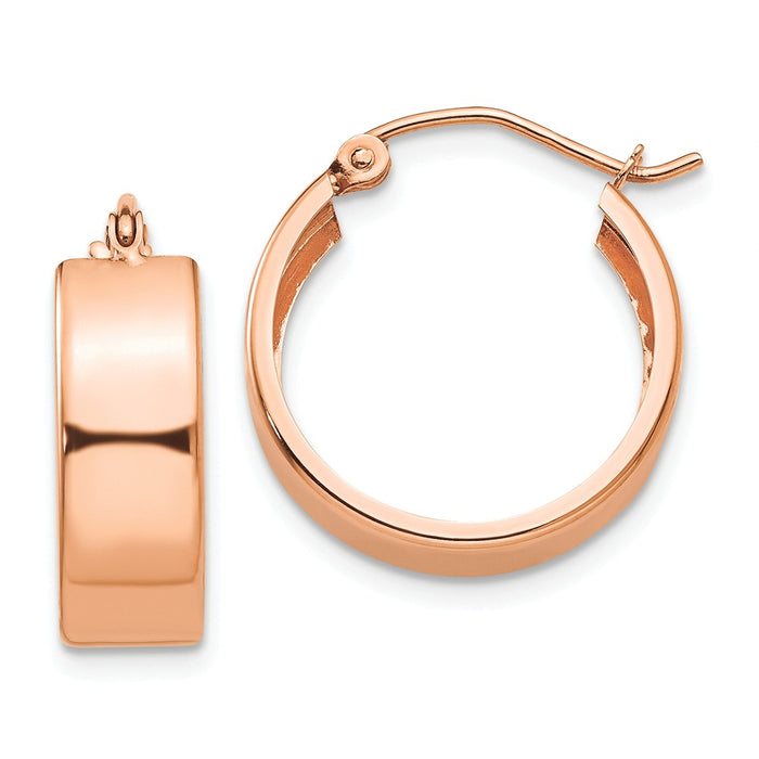 Million Charms 14k Rose Gold Polished Hoop Earrings, 16mm x 5.5mm