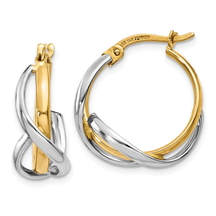 Million Charms 14K Two-Tone Polished Twisted Hoop Earrings, 20mm x 5mm