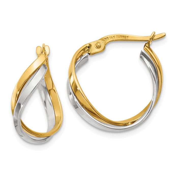 Million Charms 14K Two-Tone Polished Twisted Hoop Earrings, 19mm x 8mm