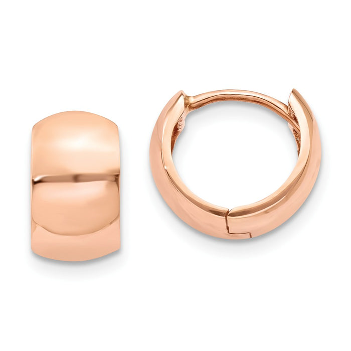 Million Charms 14K Rose Gold Hinged Hoop Earrings, 11mm x 7mm