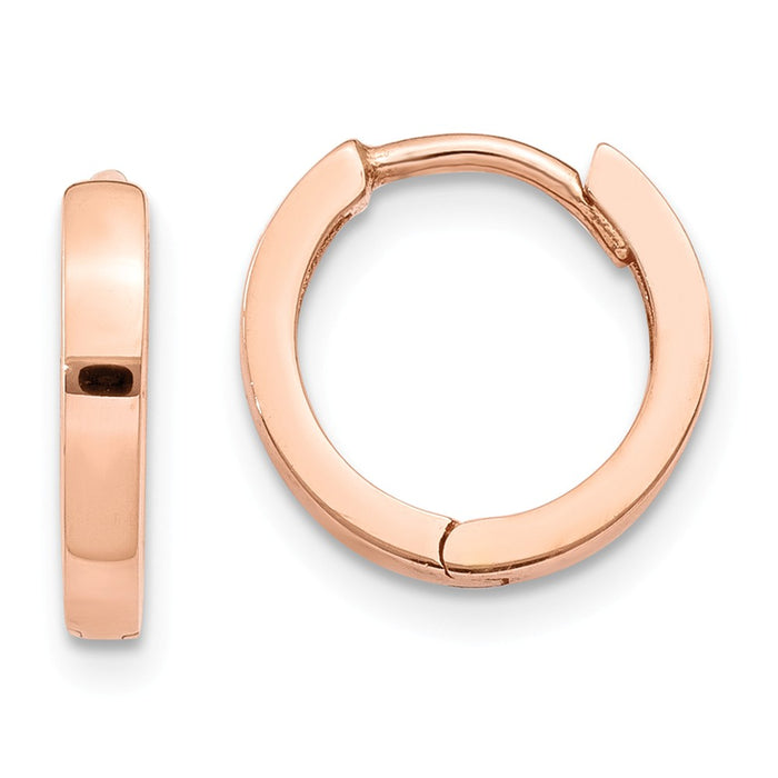 Million Charms 14K Rose Gold Hinged Hoop Earrings, 11mm x 2mm