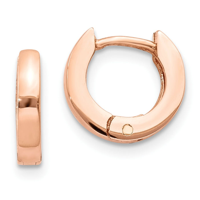 Million Charms 14K Rose Gold Hinged Hoop Earrings, 9mm x 2mm