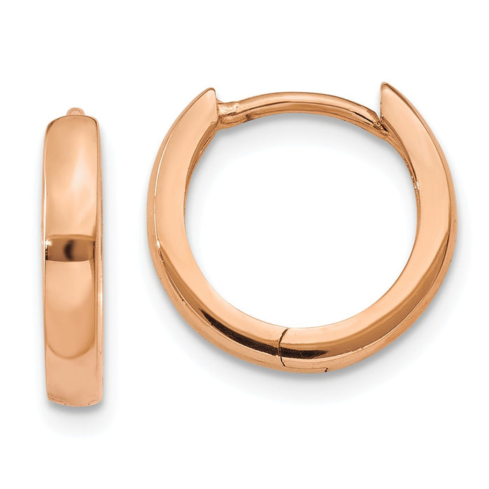 Million Charms 14K Rose Gold Hinged Hoop Earrings, 11mm x 1.8mm