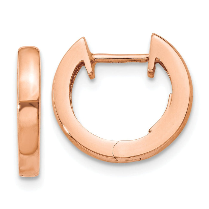 Million Charms 14K Rose Gold Hinged Hoop Earrings, 13mm x 1.7mm