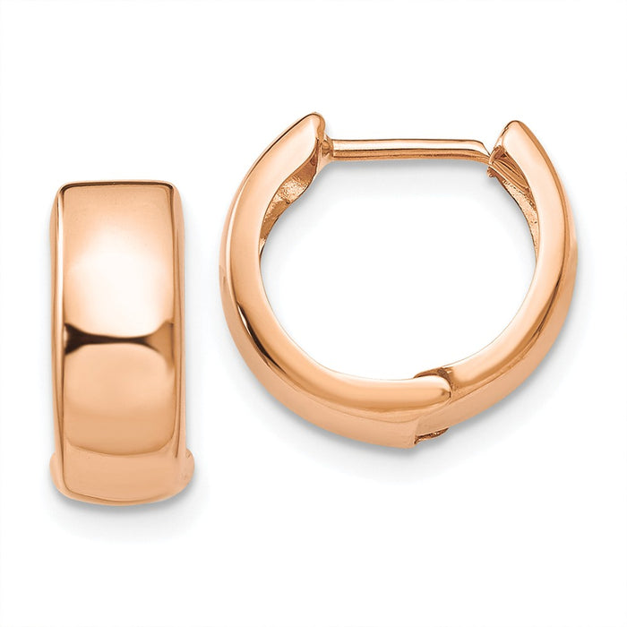 Million Charms 14K Rose Gold Hinged Hoop Earrings, 15mm x 6mm