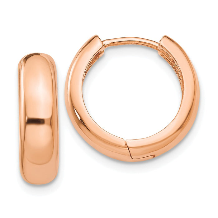 Million Charms 14K Rose Gold Curved Hinged Hoop Earrings, 15mm x 4mm
