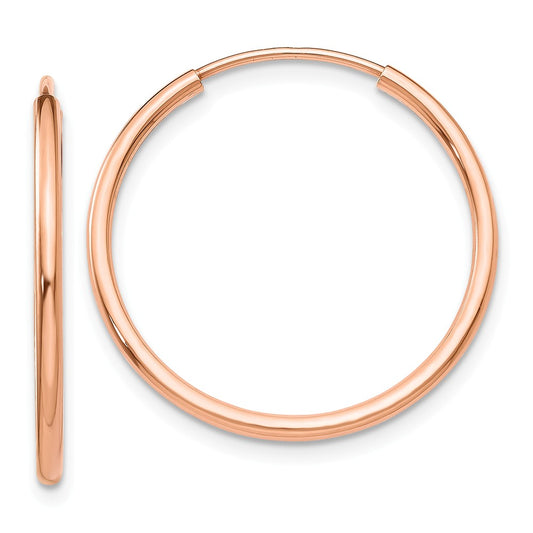 Million Charms 14k Rose Gold Polished Endless Tube Hoop Earrings, 23mm x 23mm