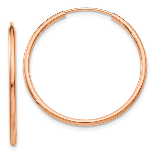 Million Charms 14k Rose Gold Polished Endless Tube Hoop Earrings, 28mm x 28mm