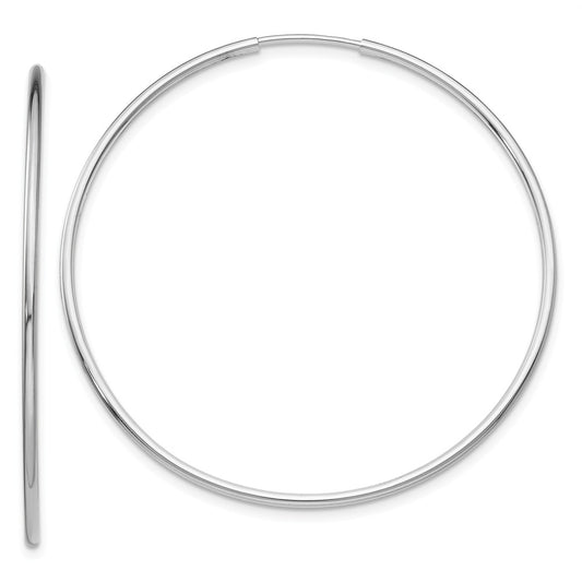 Million Charms 14k White Gold Polished Endless Tube Hoop Earrings, 44mm x 44mm
