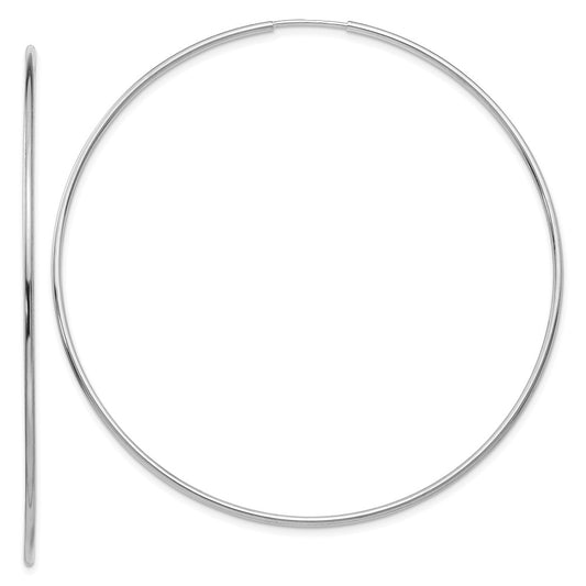 Million Charms 14k White Gold Polished Endless Tube Hoop Earrings, 74mm x 74mm