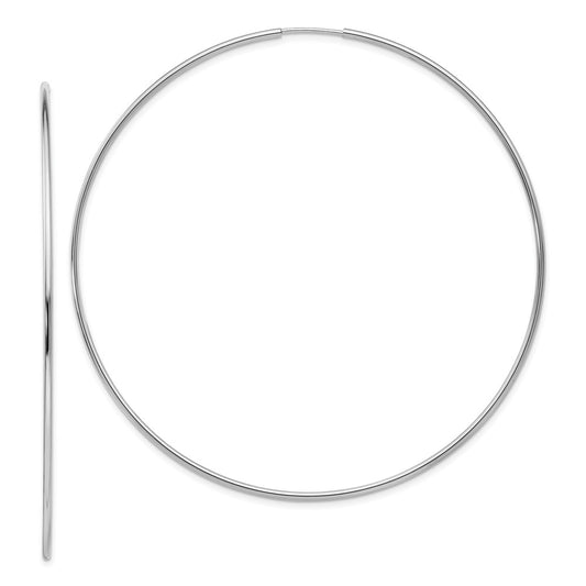 Million Charms 14k White Gold Polished Endless Tube Hoop Earrings, 68.3mm x 68.3mm