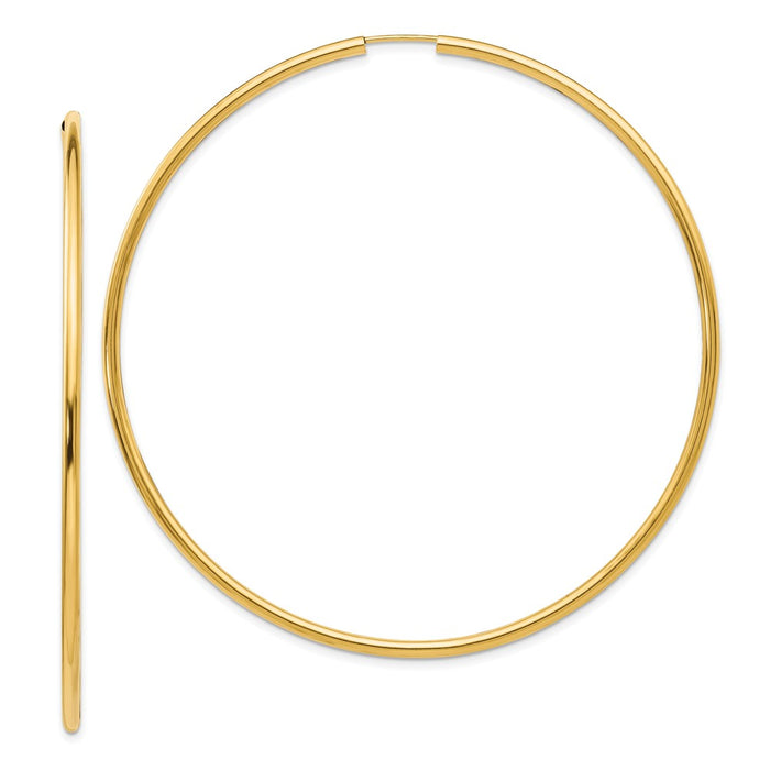 Million Charms 14k Yellow Gold Endless Hoop Earrings, 69.8mm x 69.8mm