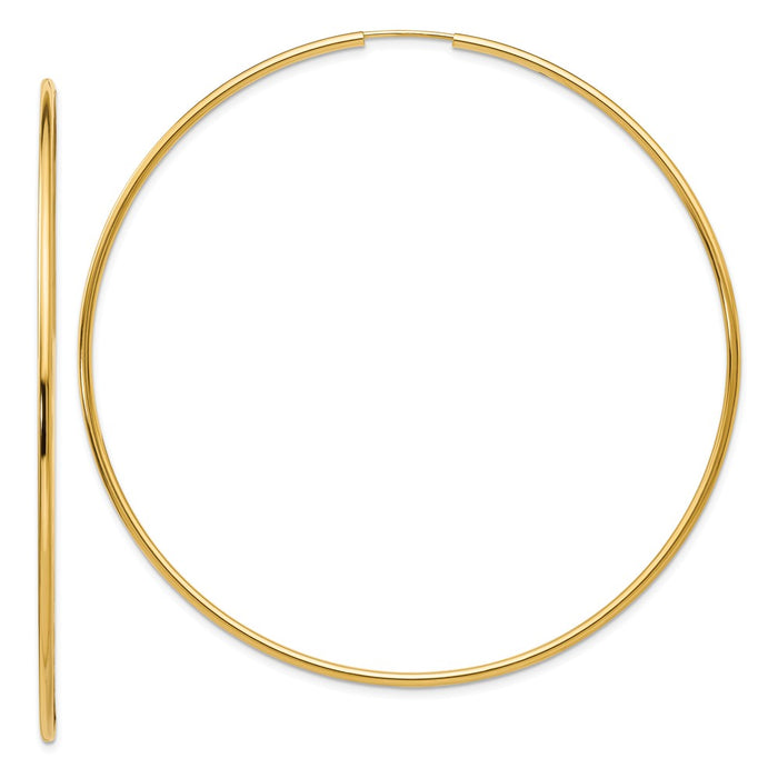 Million Charms 14k Yellow Gold Endless Hoop Earrings, 70mm x 70mm